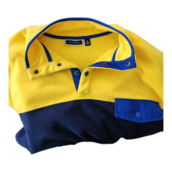 Club Room Yellow and Blue Color Block Fleece Men's Size XL - Picture 4 of 8